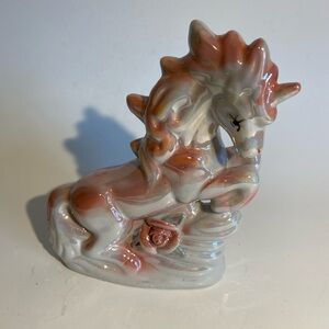 Vintage 1980’s Pink Unicorn Ceramic Figurine